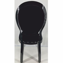 Casa Padrino conjunto de 4 sillas de comedor barrocos de lujo negro / blanco / plata - Muebles barrocos