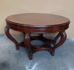 Casa Padrino Baroque Coffee Table, Round Living Room Table Made of Solid Wood in Brown, 100 x 57 cm