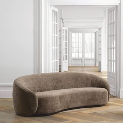 Casa Padrino sofá de lujo marrón / negro 235 cm - Sofá curvo de salón