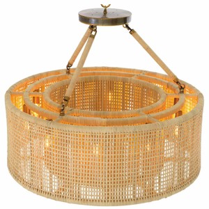 Casa Padrino Luxus Rattan Kronleuchter Naturfarben Ø 80 cm - Luxus Leuchten