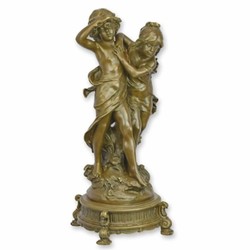 Casa Padrino Art Nouveau Bronze Decorative Figurine Boy and Girl H. 58 cm