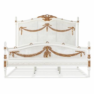 Casa Padrino letto barocco di lusso avorio / oro - Mobili per camera da letto barocco
