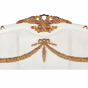 Casa Padrino Luxus Barock Doppelbett Elfenbein / Gold - Barock Schlafzimmer Möbel