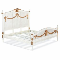 Prunkvolles Luxus Barock Bett Doppelbett Elfenbein Gold