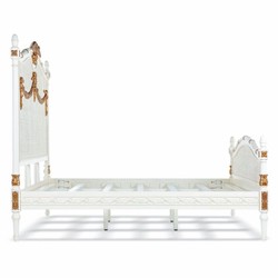 Prunkvolles Luxus Barock Bett Doppelbett Elfenbein Gold
