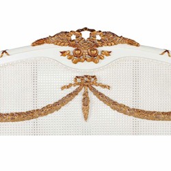 Prunkvolles Luxus Barock Bett Doppelbett Elfenbein Gold