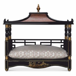 Casa Padrino Luxury Baroque Dog Bed in Oriental Style Black / Gold
