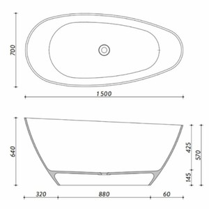 Casa Padrino Freistehende Luxus Badewanne Matt Schwarz 150 cm - Badezimmer Interior