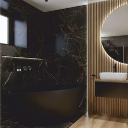 Casa Padrino baignoire de luxe autoportante noir mate 150 cm - Intérieur de salle de bain