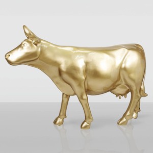 Casa Padrino XXL Decorative Cow Sculpture Gold 225 cm - Life Size Garden Figure
