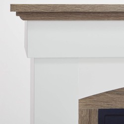 Casa Padrino Country Style LED Electric Fireplace White / Brown 98.5 x 30 x H. 90 cm