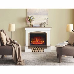 Casa Padrino Country Style LED Electric Fireplace White / Brown 98.5 x 30 x H. 90 cm