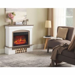 Casa Padrino Country Style LED Electric Fireplace White / Brown 98.5 x 30 x H. 90 cm