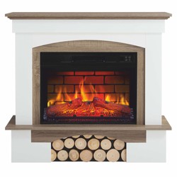 Casa Padrino Country Style LED Electric Fireplace White / Brown 98.5 x 30 x H. 90 cm