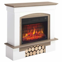 Casa Padrino Country Style LED Electric Fireplace White / Brown 98.5 x 30 x H. 90 cm