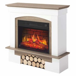 Casa Padrino Country Style LED Electric Fireplace White / Brown 98.5 x 30 x H. 90 cm