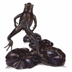 Casa Padrino Figura de Bronce de Lujo Rana 39 cm - Escultura Decorativa de Bronce