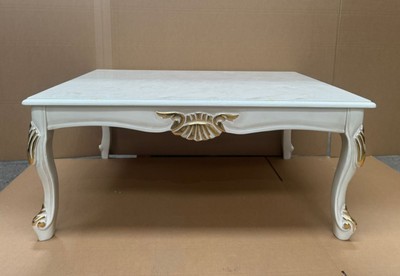 Casa Padrino Luxury Baroque Coffee Table in White and Gold, Ornate Solid Wood Living Room Table, 105 x 80 x 46 cm