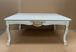 Casa Padrino Tavolino da salotto barocco di lusso in bianco e oro, tavolo in legno massello, 105 x 80 x 46 cm
