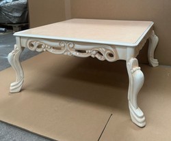 Casa Padrino Luxury Baroque Coffee Table Beige / White 90 x 90 x 46 cm - Handcrafted Living Room Furniture