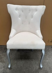 Casa Padrino Sedia da Pranzo Art Déco in Bianco / Argento / Grigio - Sedia di Design, Altezza 97 cm