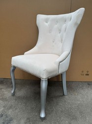 Casa Padrino Sedia da Pranzo Art Déco in Bianco / Argento / Grigio - Sedia di Design, Altezza 97 cm