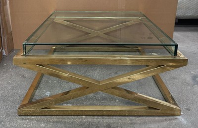 Casa Padrino Luxury Coffee Table Gold 100 x 100 x 46.5 cm - Square Living Room Table made of Stainless Steel and Glass