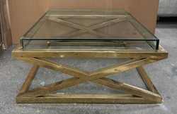 Casa Padrino Luxury Coffee Table Gold 100 x 100 x 46.5 cm - Square Living Room Table made of Stainless Steel and Glass