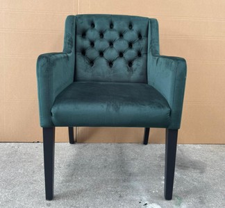 Casa Padrino Luxury Chesterfield Dining Chair with Armrests in Dark Green / Black, 60 x 90 cm