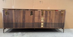 Luxus Sideboard mit 3 Türen und 3 Schubladen Braun Schwarz Gold