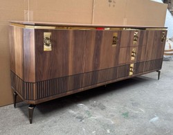 Luxus Sideboard mit 3 Türen und 3 Schubladen Braun Schwarz Gold