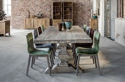 Casa Padrino Tavolo da pranzo stile rustico grigio vintage 180 x 90 x 77 cm - Tavolo cucina in legno massello Casa Padrino Tavolo da pranzo stile rustico grigio vintage 180 x 90 x 77 cm - Tavolo cucina in legno massello