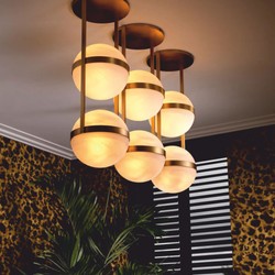 Casa Padrino Luxury Ceiling Light Antique Brass / White H. 105 cm - Luxury Lighting