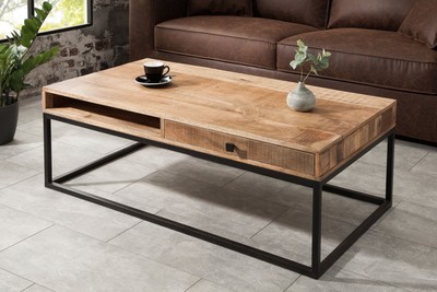 Casa Padrino Coffee Table in Natural / Black 100 x 60 x 40 cm with 2 Drawers