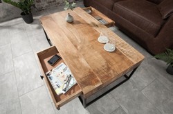 Casa Padrino Coffee Table in Natural / Black 100 x 60 x 40 cm with 2 Drawers