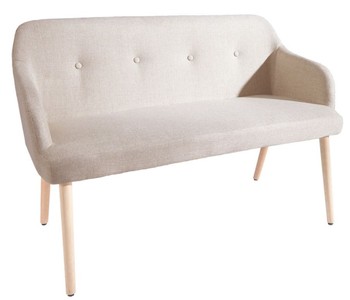 Casa Padrino Bench Natural Colors 116 cm - Elegant Upholstered Solid Wood Bench