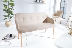 Casa Padrino Bench Natural Colors 116 cm - Elegant Upholstered Solid Wood Bench