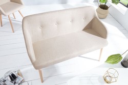 Casa Padrino Bench Natural Colors 116 cm - Elegant Upholstered Solid Wood Bench
