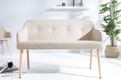 Casa Padrino Bench Natural Colors 116 cm - Elegant Upholstered Solid Wood Bench