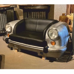 Casa Padrino canapé de voiture design argent / noir 158 cm - Mobilier de voiture de salon