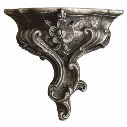 Casa Padrino consolle da parete barocco di lusso argento antico / nero A. 23 cm - Fatto in Italia