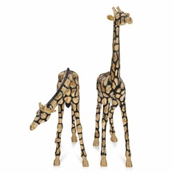 Casa Padrino set di sculture decorative di lusso in bronzo giraffe oro / nero - Figure da giardino