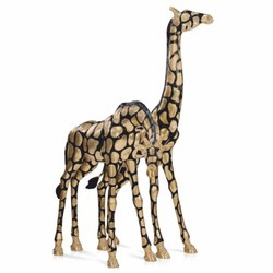 Casa Padrino set di sculture decorative di lusso in bronzo giraffe oro / nero - Figure da giardino