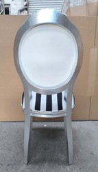 Casa Padrino Luxury Baroque Dining Chair Pompöös by Harald Glööckler White / Black / Silver 50 x 60 x 104 cm
