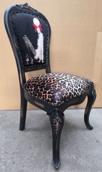 Casa Padrino Luxury Baroque Dining Chair in Leopard Design and Black - 50 x 50 x H. 110 cm