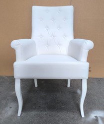 Casa Padrino Chesterfield Neo Baroque Dining Chair with Armrests in White - 59 x 50 x H. 103 cm