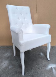 Casa Padrino Chesterfield Neo Baroque Dining Chair with Armrests in White - 59 x 50 x H. 103 cm
