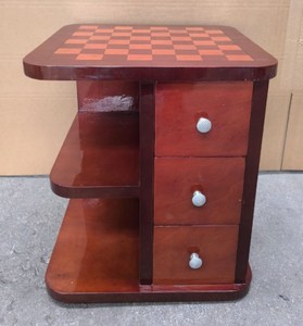 Casa Padrino Chess Side Table Mahogany Brown / Silver 50 x 50 x H. 55 cm