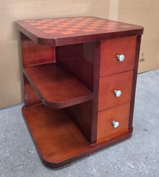 Casa Padrino Chess Side Table Mahogany Brown / Silver 50 x 50 x H. 55 cm