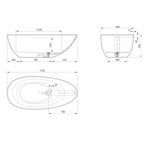 Casa Padrino Freistehende Luxus Badewanne in Eiform Graphit 170 cm